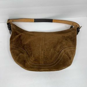Coach Hampton Brown Suede Split Shoulder Bag